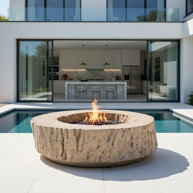 Outdoor Root Fire Pit Lava Rocks and Protective Cover included