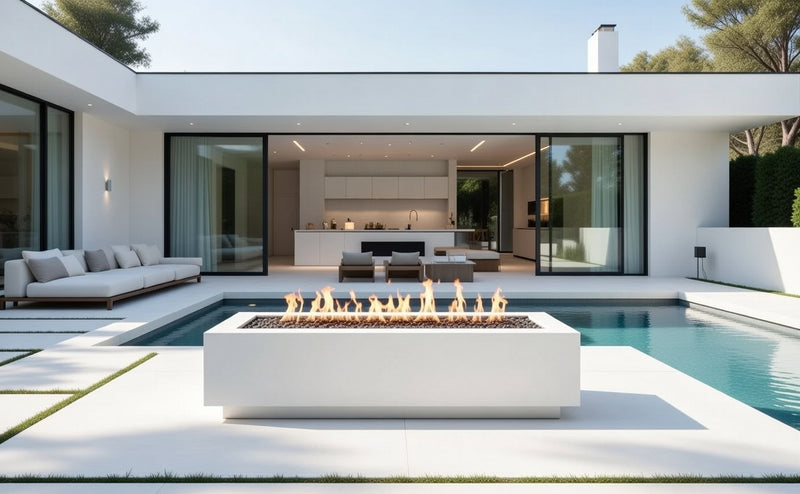 Linear Fire Pit Table 72" White Cove