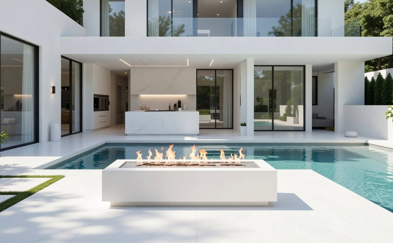 Linear Fire Pit Table 72" White Cove