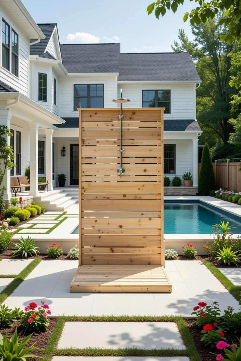 Dundalk Canadian Timber Savannah Standing Outdoor Shower  40" x 40" Platform