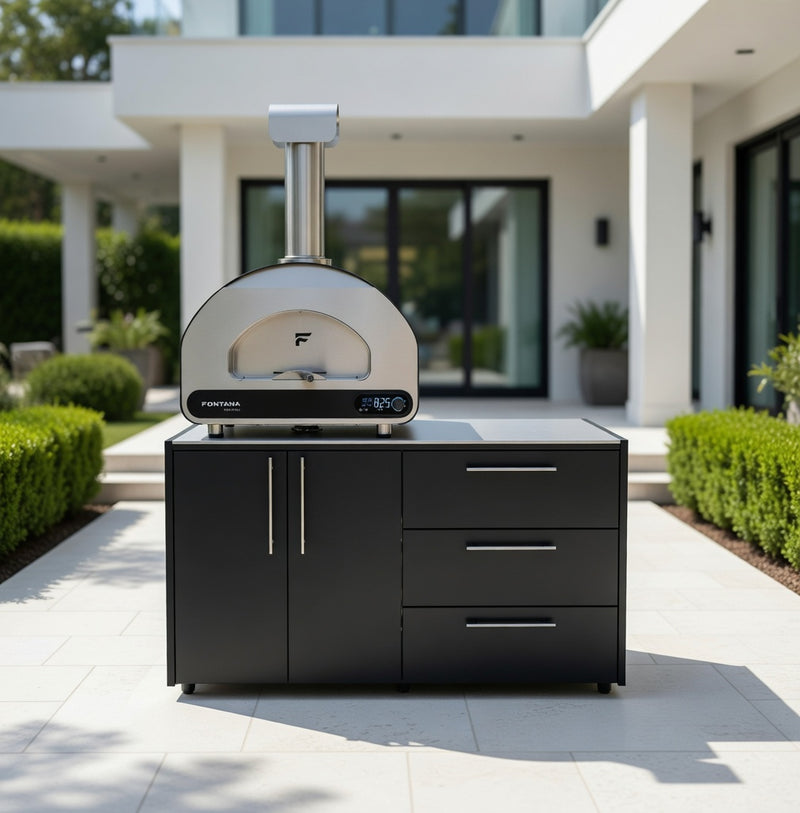 Fontana Gas Pizza Oven Volta 70 and Double Door and Triple Drawer Cabinet