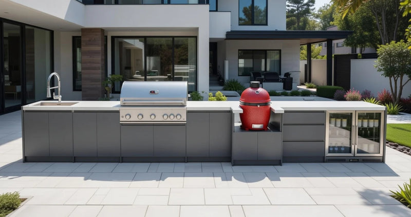 Whistler Fairford Grey Outdoor Kitchen Burford 5 Burner Barbecue