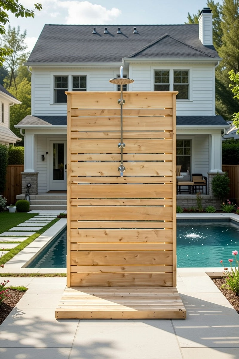 Dundalk Canadian Timber Savannah Standing Outdoor Shower  40" x 40" Platform