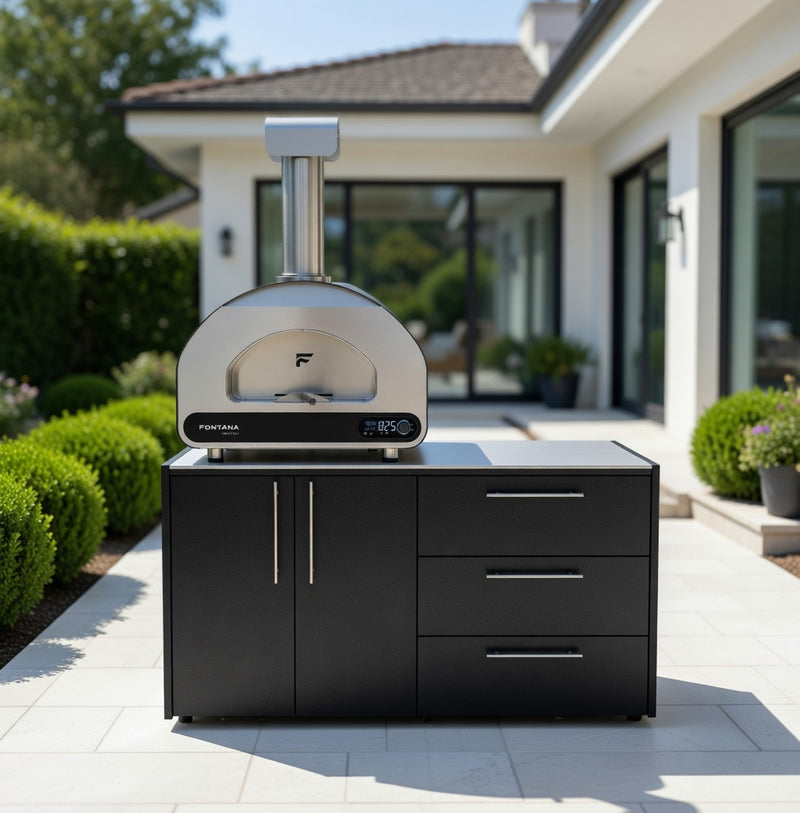 Fontana Gas Pizza Oven Volta 70 and Double Door and Triple Drawer Cabinet