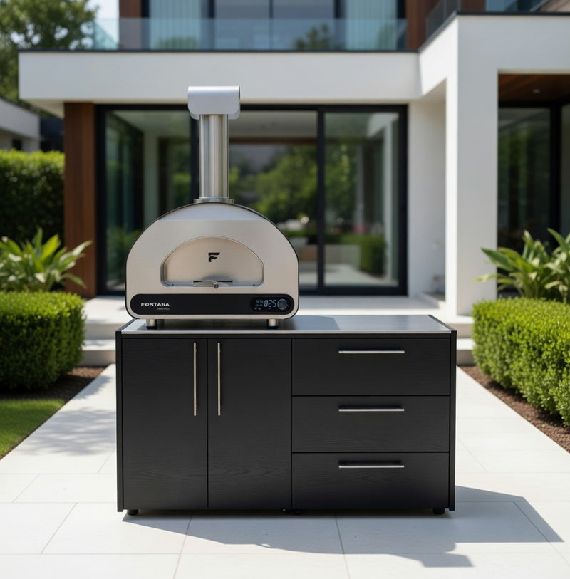 Fontana Gas Pizza Oven Volta 70 and Double Door and Triple Drawer Cabinet
