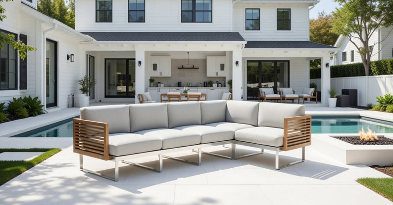 Outdoor 5 Seater Sectional Sofa with Cushions