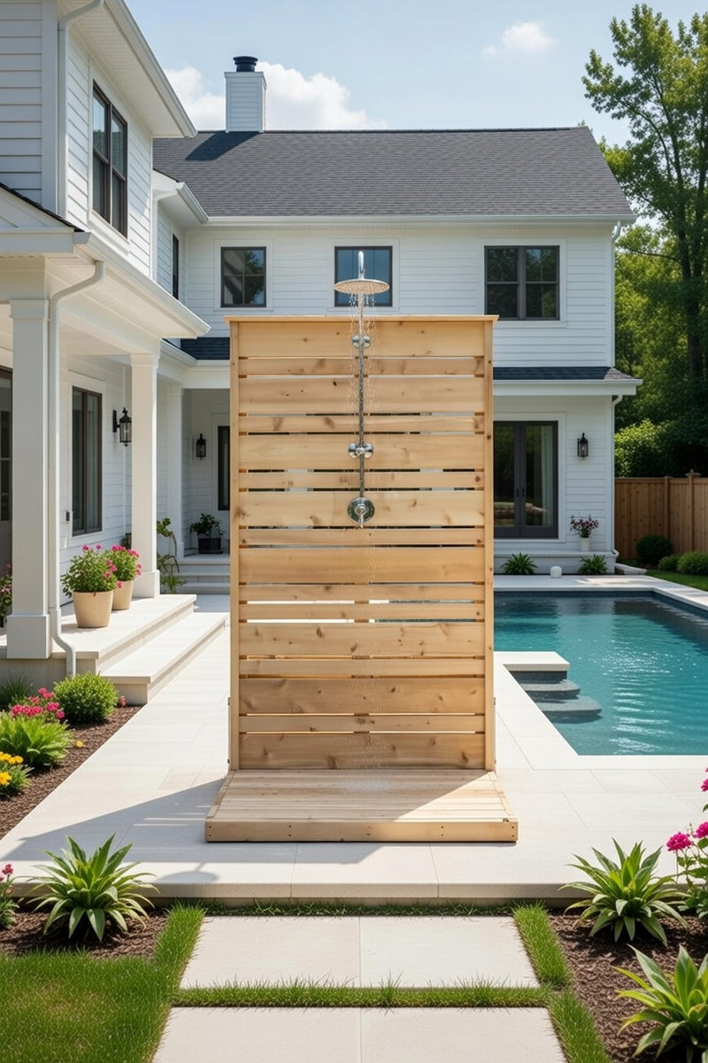 Dundalk Canadian Timber Savannah Standing Outdoor Shower  40" x 40" Platform