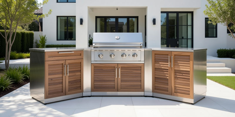 Classic Series 7PC Modular Outdoor Kitchen · 304 Stainless Steel · Louvered Door · Performance Grill