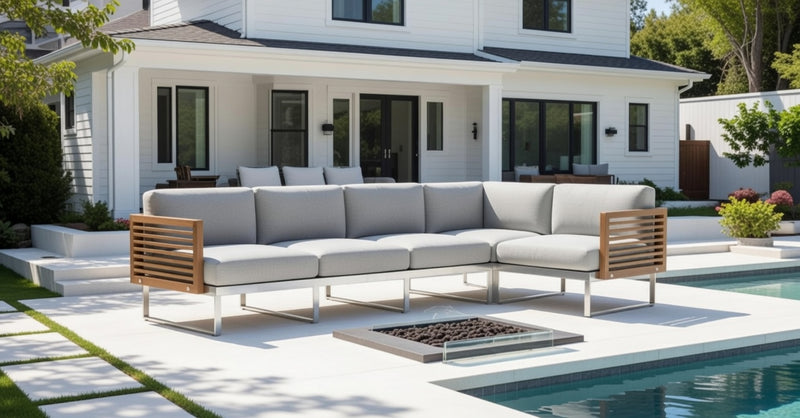 Outdoor 5 Seater Sectional Sofa with Cushions