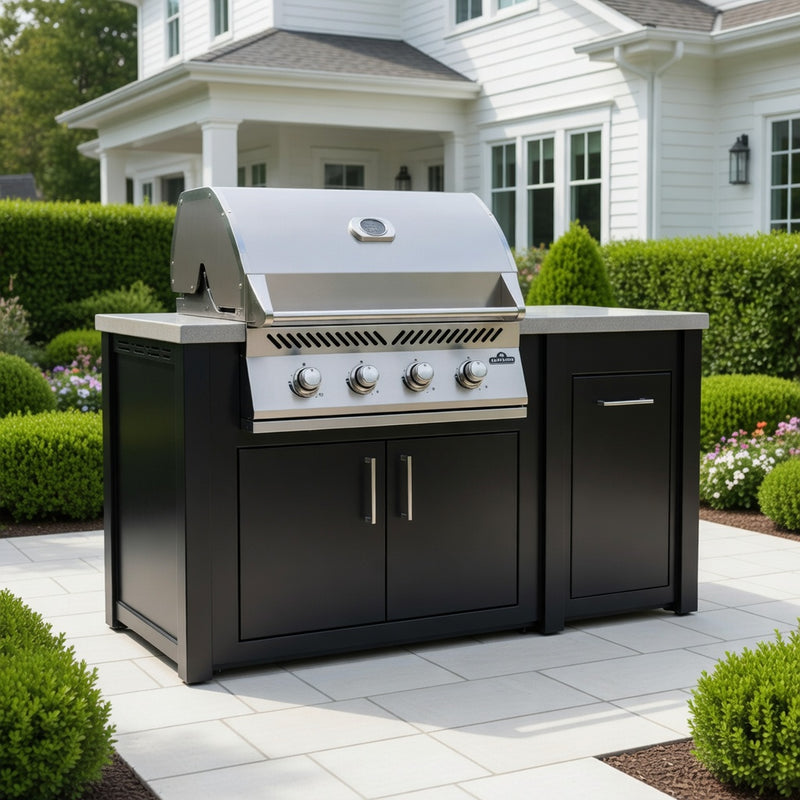 Napoleon 32" Built-in 500 Series Gas Grill 71" Outdoor Kitchen Island, Champagne / Silver Mist