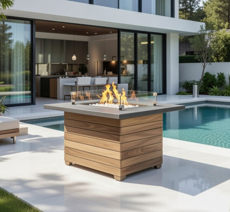 Fire Table Darien with Aluminum Top Rectangular