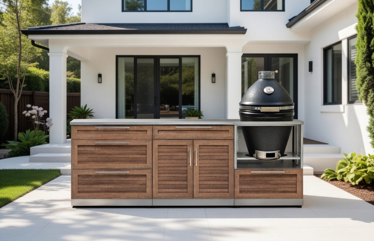 Outdoor Kitchen Stainless Steel 4 Piece Cabinet Set with 3-Drawer, Bar ...