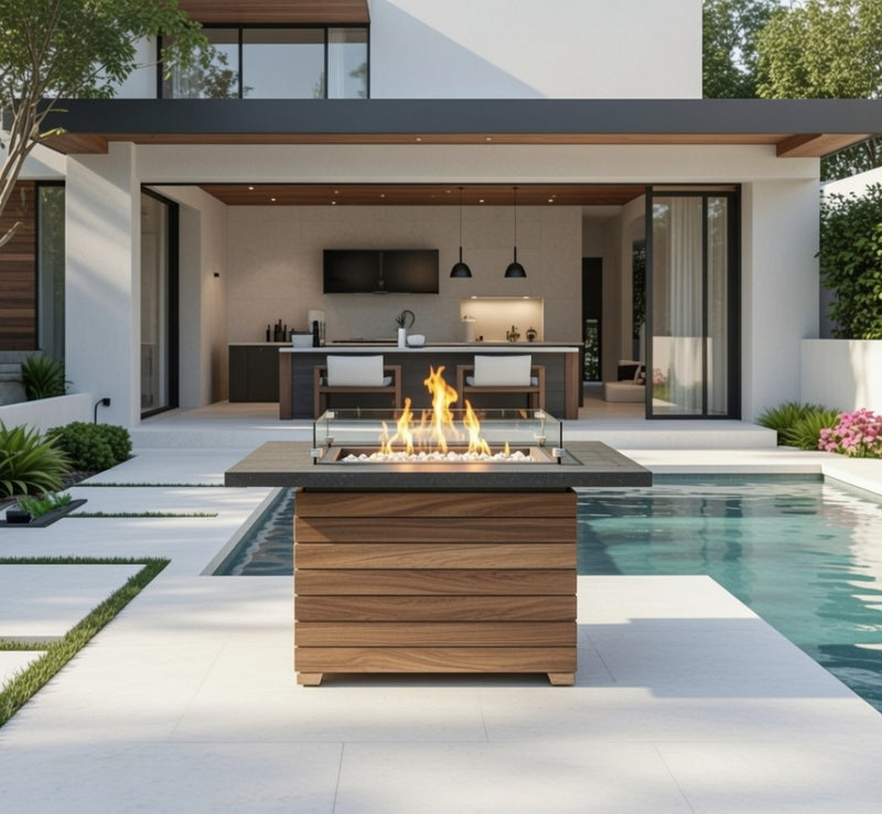 Fire Table Darien with Aluminum Top Rectangular