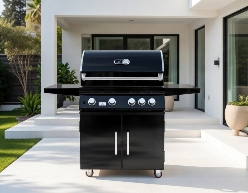 Whistler 34-Inch 4-Burner Gas Grill With Rear Infrared Burner, Grill Lights, Rotisserie Kit & Cover - Black Stainless