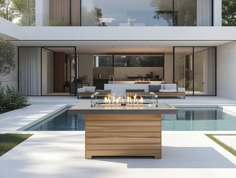 Fire Table Darien with Stone Grey Everblend Top Rectangular