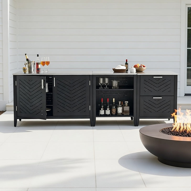 Outdoor Kitchen Set in Aluminum Black