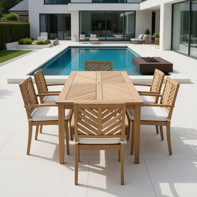 Rectangular Dining Set in Natural and Cushions