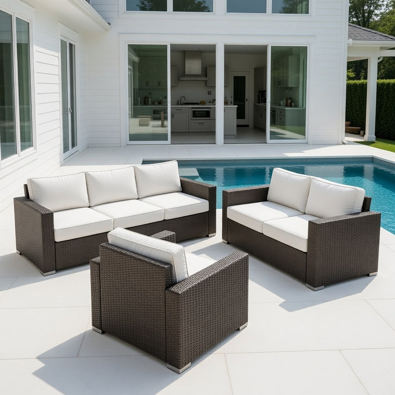 Outdoor Sofa Set in Bronze Finish and Sunbrella Rain Cushions