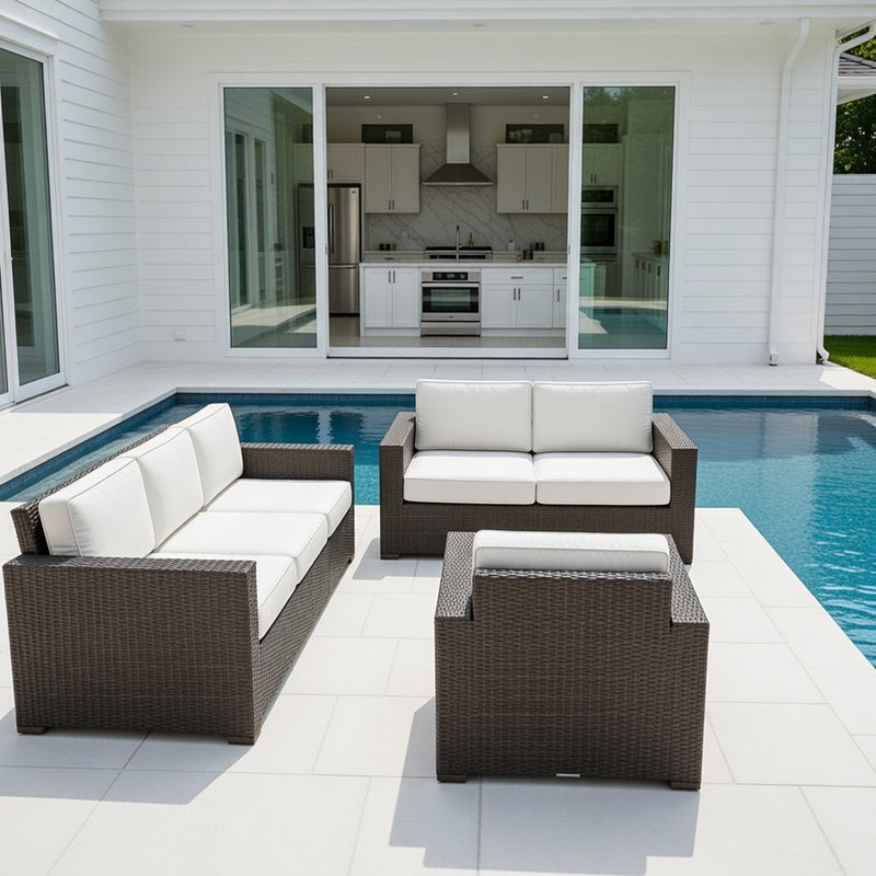 Outdoor Sofa Set in Bronze Finish and Sunbrella Rain Cushions