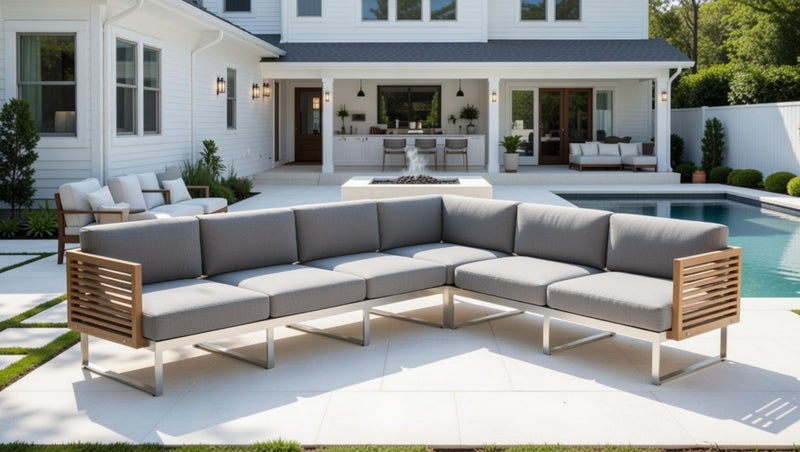 Outdoor 6 Seater Sectional Sofa with Cushions