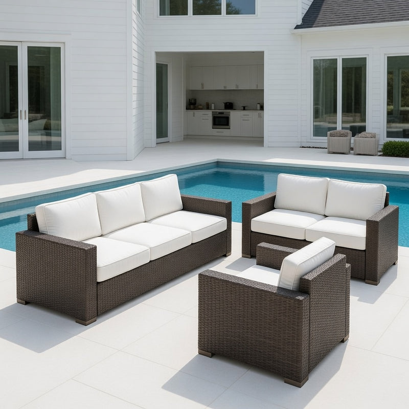 Outdoor Sofa Set in Bronze Finish and Sunbrella Rain Cushions