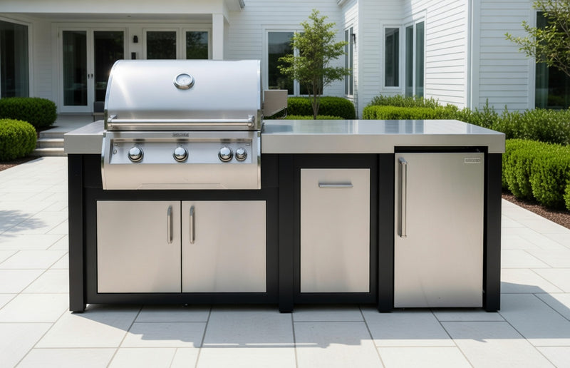 Fire Magic 92" Outdoor Kitchen Island Refrigerator Bundle with FireMagic Echelon Diamond E790I Built-In Grill
