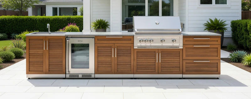 Modern Wood Panel Outdoor Kitchens