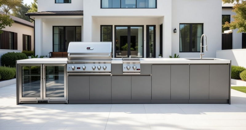 Whistler 4-Burner 164 x 28-Inch Gas Grill Island with Infrared Rear Burner, Refrigerator, Sink, Double Side Burner, and Rotisserie Kit