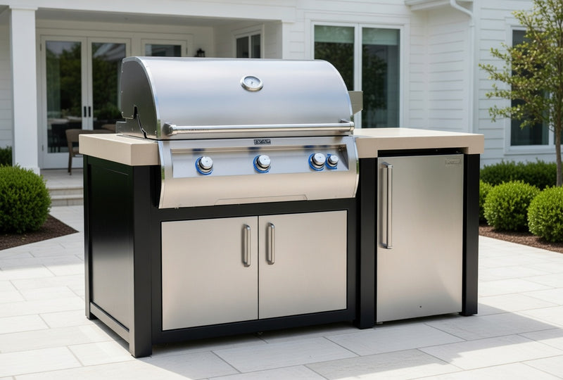 Fire Magic 71" Outdoor Kitchen Island Refrigerator Bundle with FireMagic Echelon Diamond E660I NG Built-In Grill