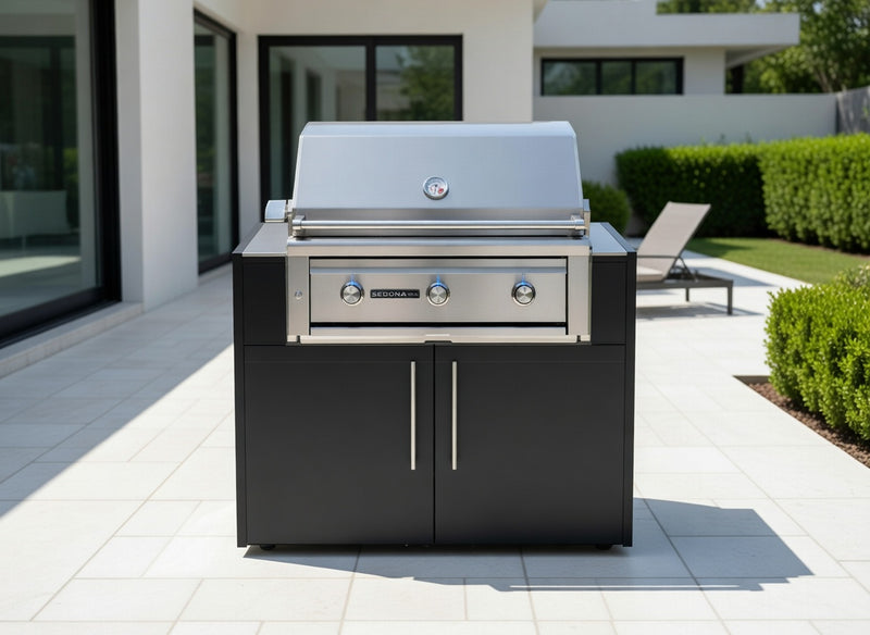 Outdoor Kitchen Elysia Paired with Lynx Sedona 36 Inch Built-In Propane Gas Grill