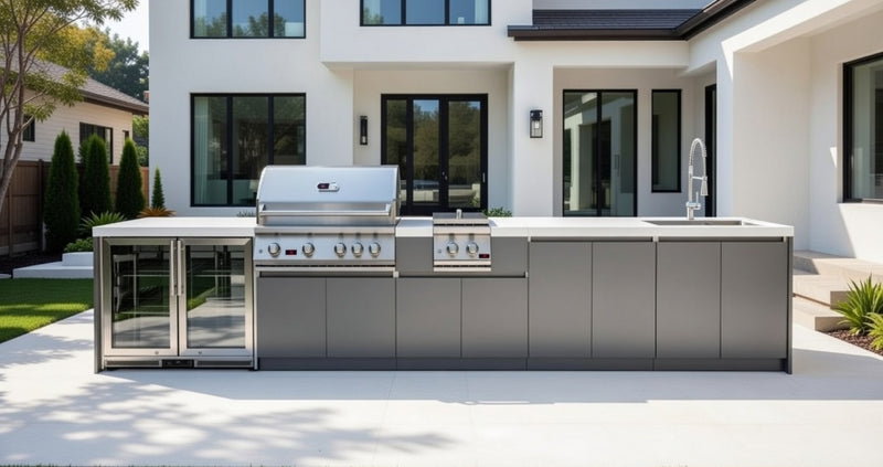 Whistler 4-Burner 164 x 28-Inch Gas Grill Island with Infrared Rear Burner, Refrigerator, Sink, Double Side Burner, and Rotisserie Kit