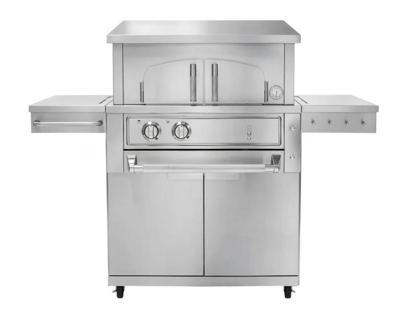 Outdoor Kitchen Platinum 33 in. Built-In Pizza Oven and Trolley