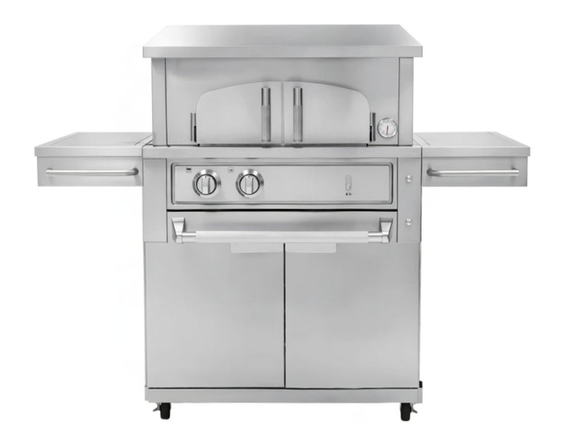 Outdoor Kitchen Platinum 33 in. Built-In Pizza Oven and Trolley