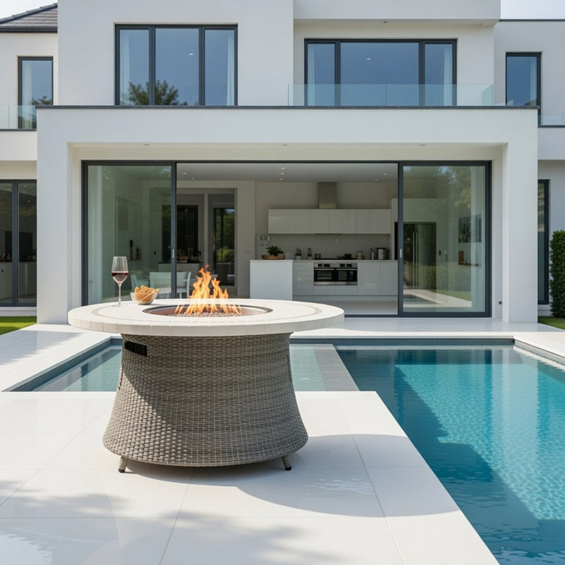 Firetop Table Outdoor Stone Top Fire Table in Dove — Marvellesures