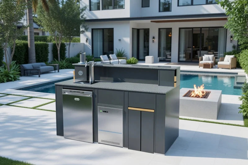 Grillandia Outdoor Bar Entertainment, kegerator, and Ice maker | 6.6ft