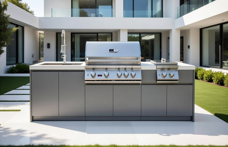 Whistler 4-Burner 96 x 28-Inch Gas Grill Island with Infrared Rear Burner, Sink, Double Side Burner, and Rotisserie Kit