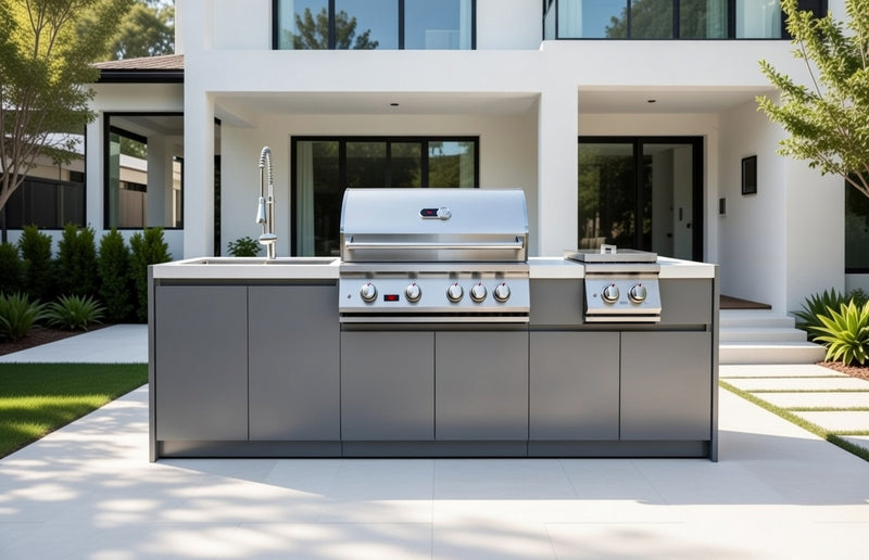 Whistler 4-Burner 96 x 28-Inch Gas Grill Island with Infrared Rear Burner, Sink, Double Side Burner, and Rotisserie Kit