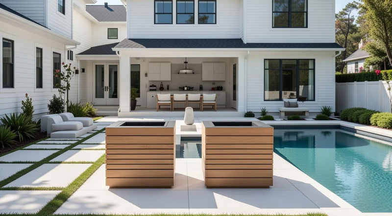 Outdoor Teak Square Planter (Set of 2)