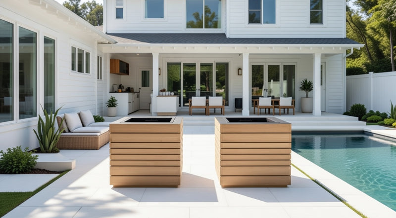 Outdoor Teak Square Planter (Set of 2)