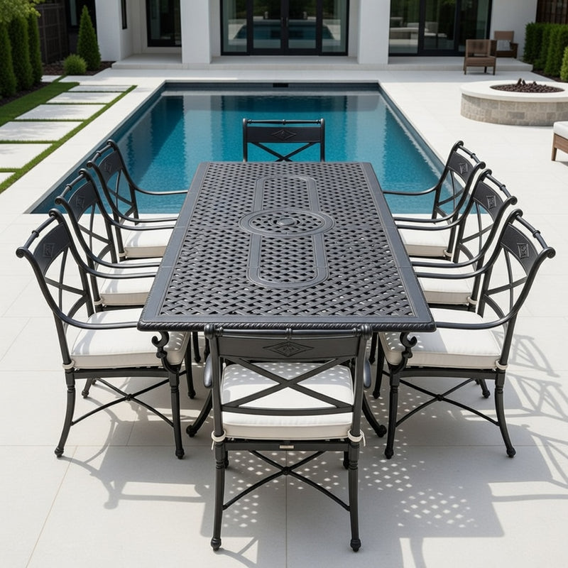 Extending Dining Set in Slate Finish and Cushions