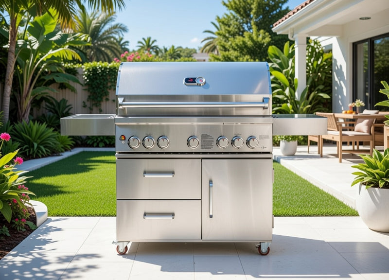 Whistler 42-Inch 5-Burner Gas Grill With Rear Infrared Burner, Grill Lights, Rotisserie Kit & Cover