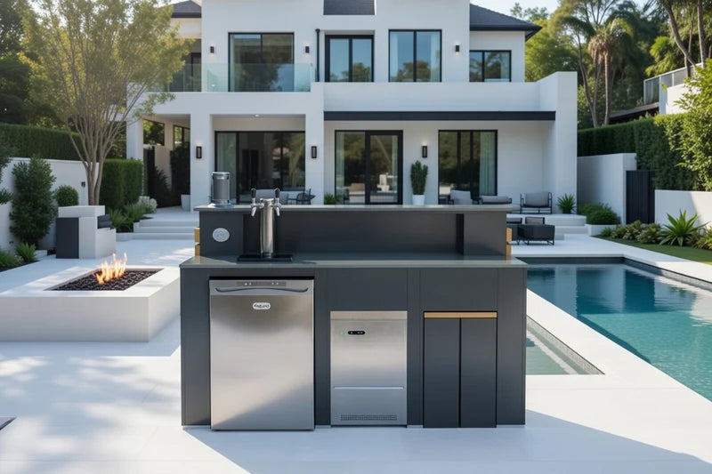 Grillandia Outdoor Bar Entertainment, kegerator, and Ice maker | 6.6ft