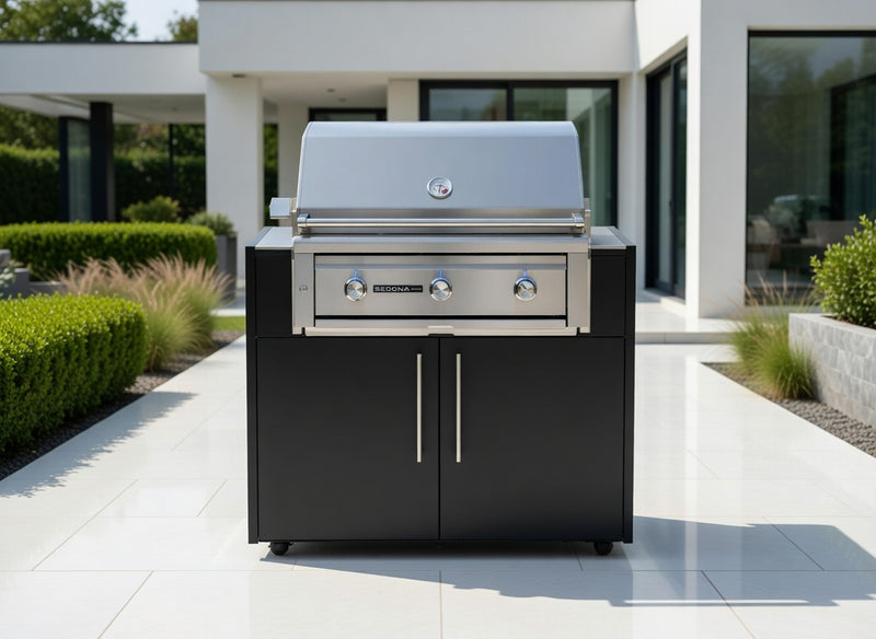 Outdoor Kitchen Elysia Paired with Lynx Sedona 36 Inch Built-In Propane Gas Grill