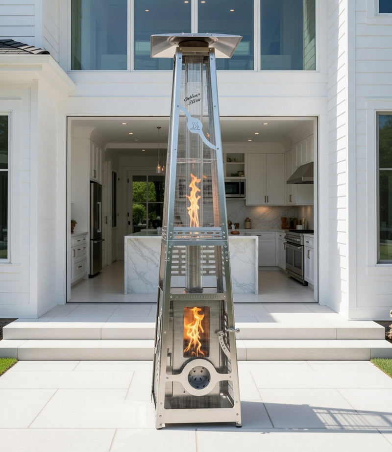 LIL Timber Elite Wood Pellet Burning Patio Heater 75,000 BTU Stainless Steel + Cage