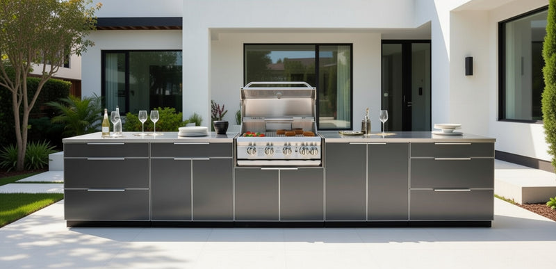 Outdoor Kitchen Aluminum 6 Piece Cabinet Set Countertop