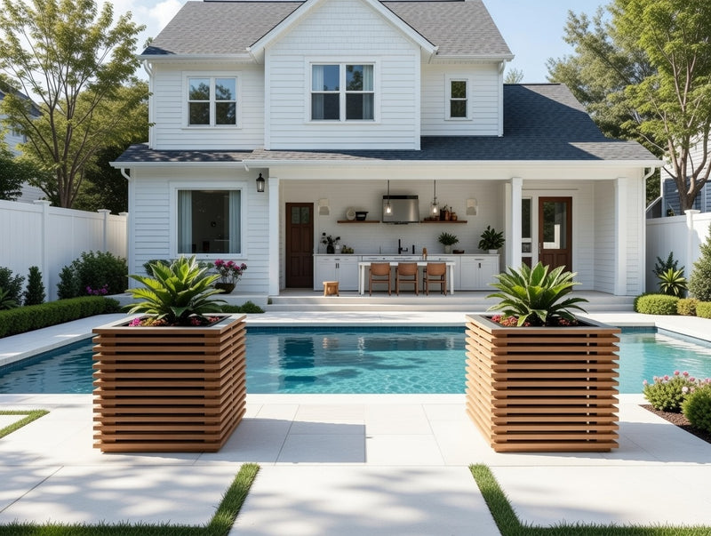 Outdoor Spaced Out Teak Square Planter (Set of 2)