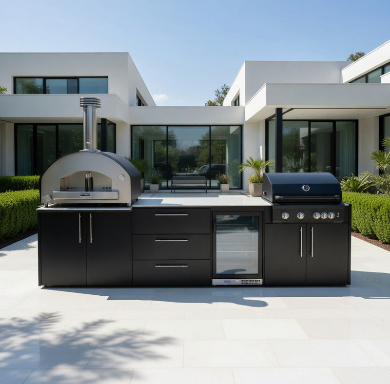Outdoor Kitchen Elysia with Gas Barbecue, Pizza Oven, Fridge