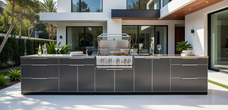 Outdoor Kitchen Aluminum 6 Piece Cabinet Set Countertop