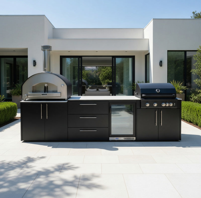 Outdoor Kitchen Elysia with Gas Barbecue, Pizza Oven, Fridge