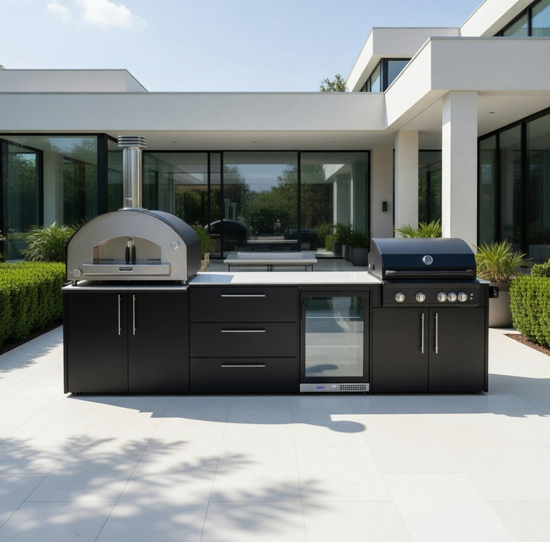 Outdoor Kitchen Elysia with Gas Barbecue, Pizza Oven, Fridge